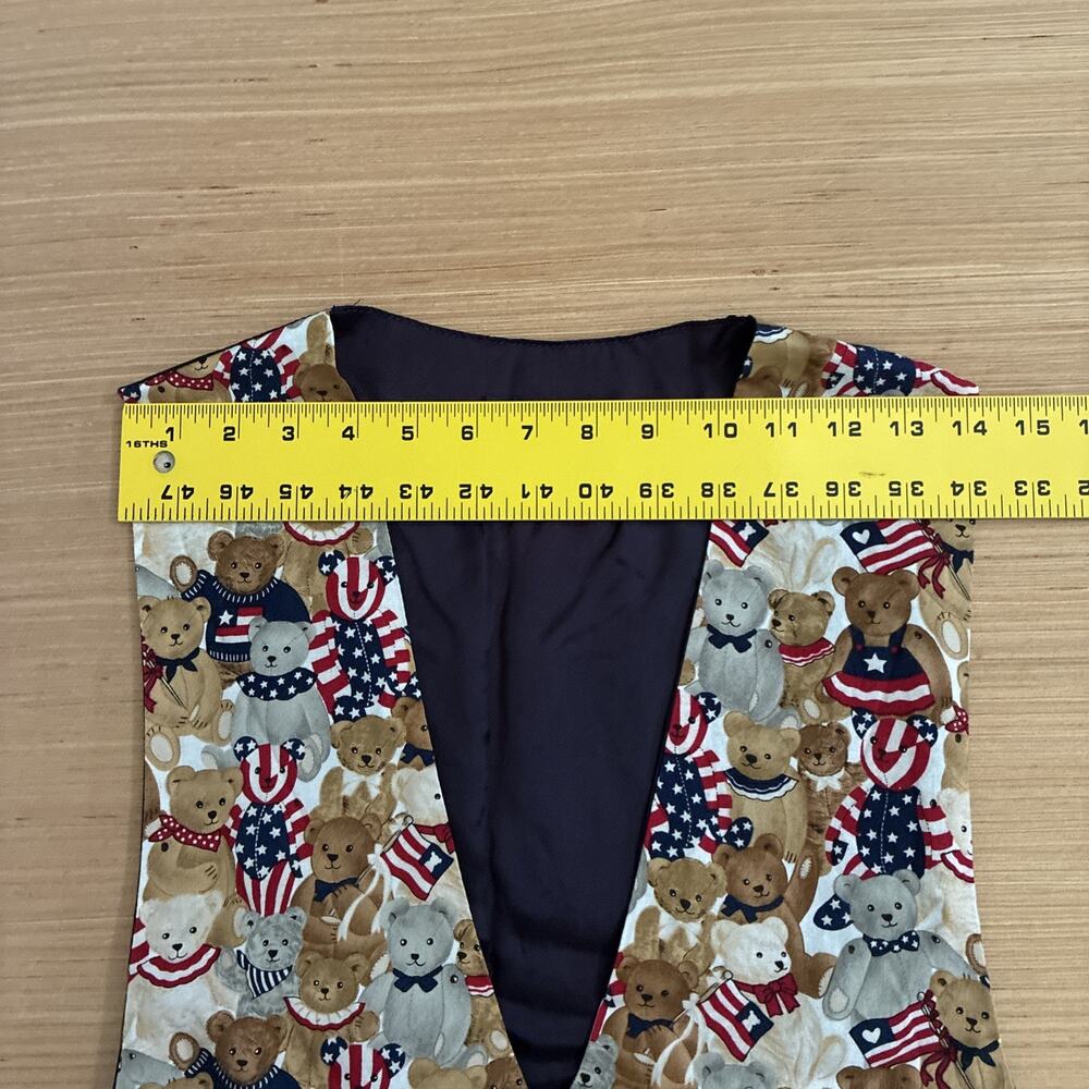 JLN USA Women's Size L Bear Button VTG Vest Americana July 4th Made In USA - Picture 3 of 15